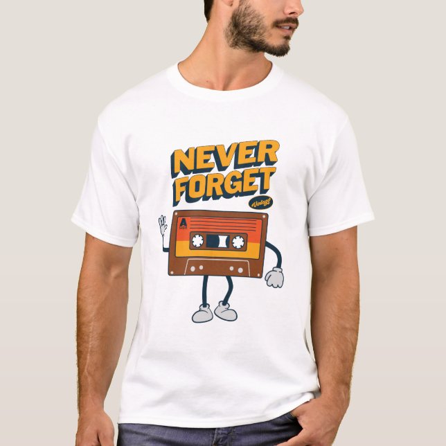 T-shirt N'oubliez jamais disquette VHS Bande de cassette d (Devant)