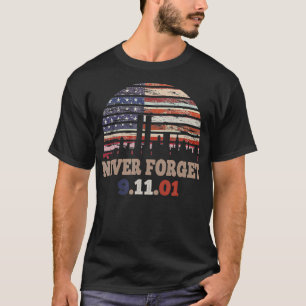 T-shirt N'oubliez jamais Patriotic 911 American Flag Retro