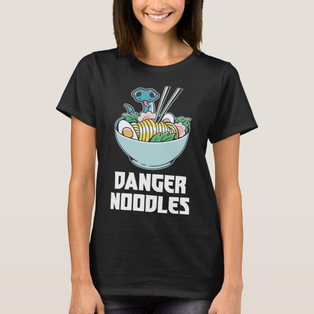 T-shirt Nouilles Danger, Serpent Kawaii Anime Amusant Rame (Devant)