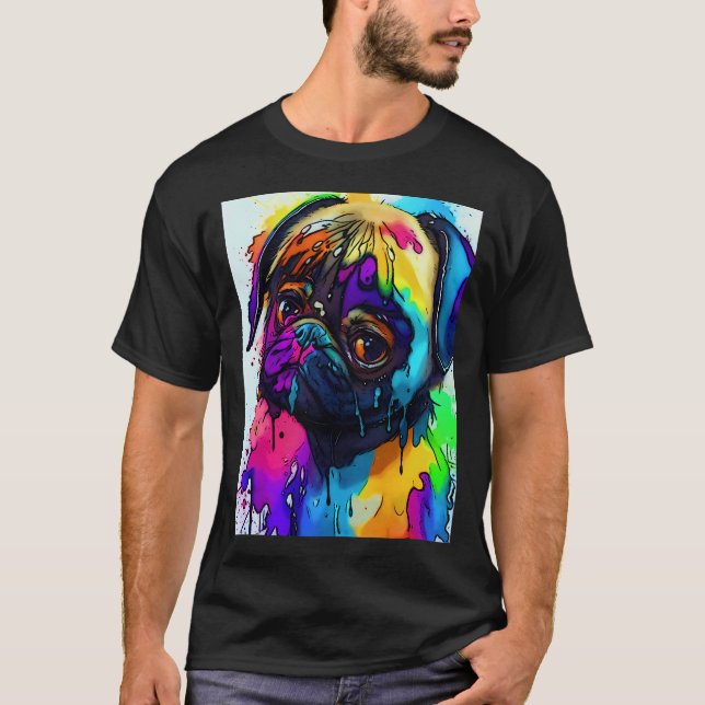 T-shirt Nounou dans éclaboussures d'aquarelle 2 (Devant)