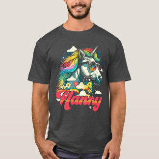 T-shirt Nounou de la licorne arc-en-ciel