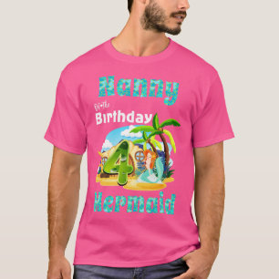 T-shirt Nounou Mignonne De Sirène Du 4E Anniversaire