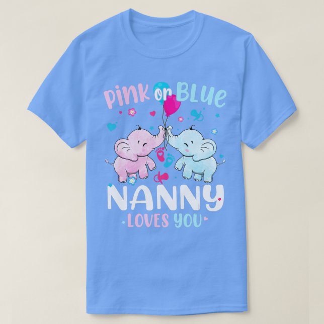 T-shirt Nounou rose ou bleu vous aime Genre Révéler Elépha (Design devant)