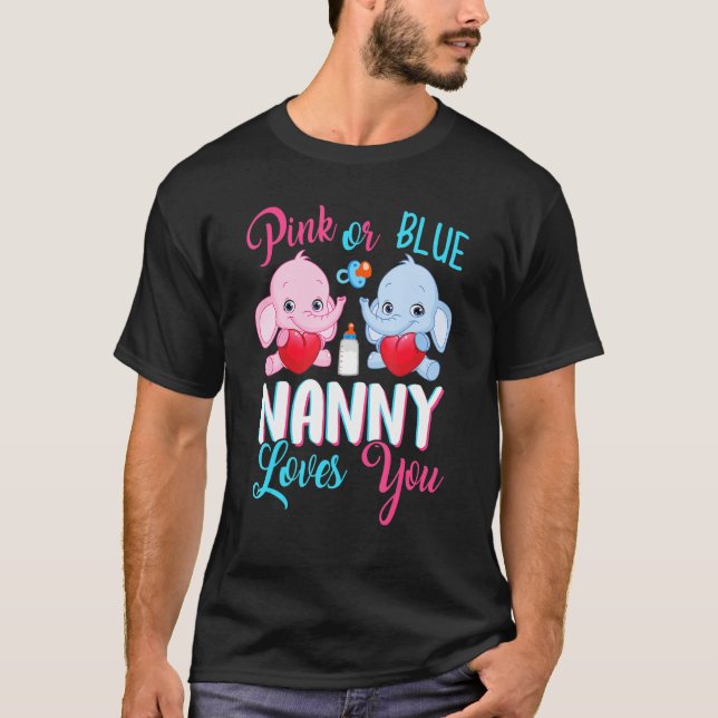 T-shirt Nounou Rose Ou Bleue Vous Aime Eléphants Bébé Genr (Devant)