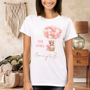 T-shirt Nounours en Teddy Rose Fille Ballons Maman à Venir