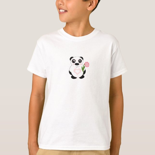 T-shirt Nounours Panda avec Fleur (Devant)