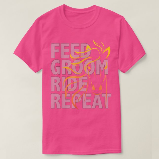 T-shirt NOURRIR PANSE MONTER RÉPÉTER Cavalier de cheval T  (Design devant)