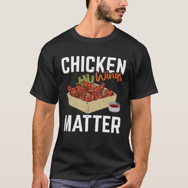 T-shirt Nourriture de la matière de poulets d'aile (Devant)