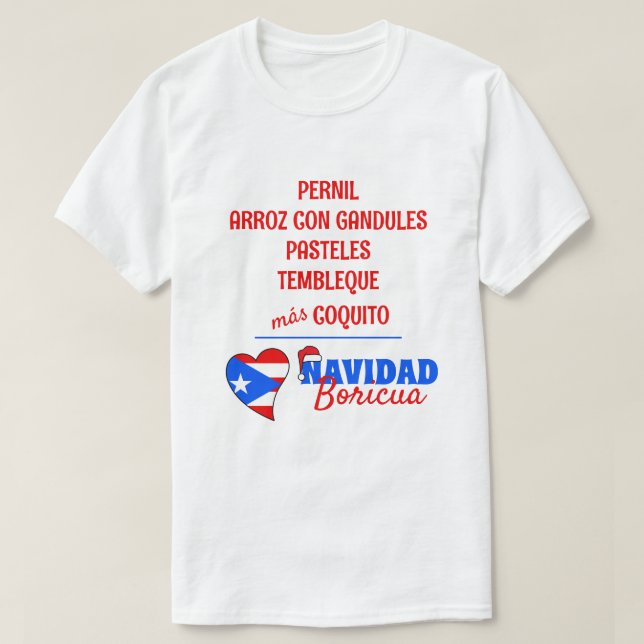 T-shirt Nourriture de Noël traditionnelle espagnole boricu (Design devant)