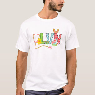T-shirt Nourriture de Pâques mignonne RN LVN Bunny Ears Jo
