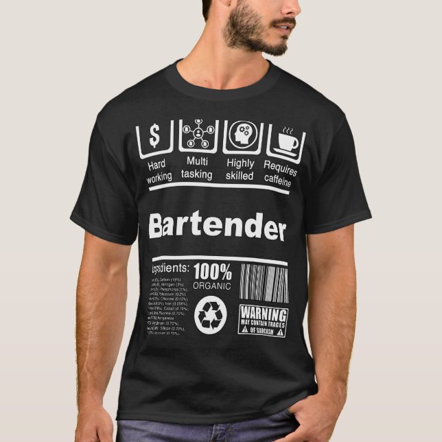 T-shirt Nourriture Du Barman Pour Les Barmans (Devant)