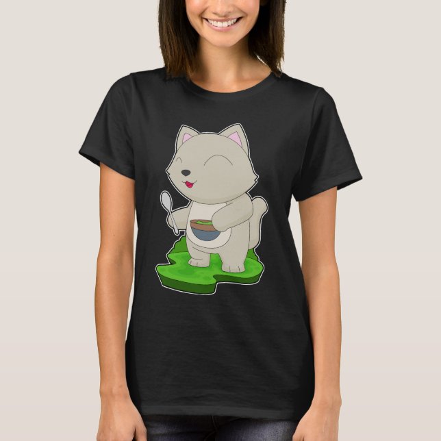 T-shirt Nourriture du bol de chat (Devant)