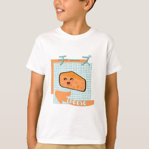 T-shirt nourriture kawaii - fromage mignon, orange, turquo
