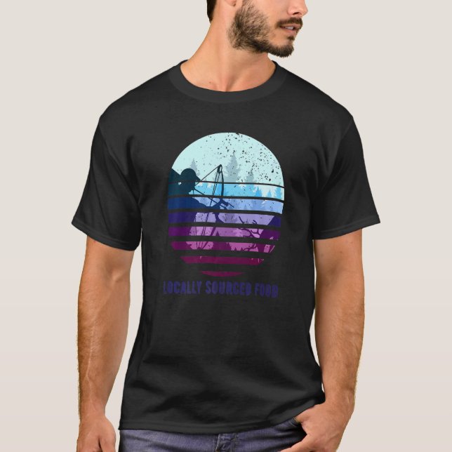T-shirt Nourriture Localisée Bowhun 80s Chasse rétro (Devant)