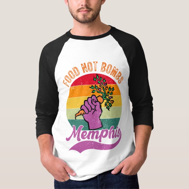T-shirt Nourriture Pas Bombes Baseball Tee (Devant)