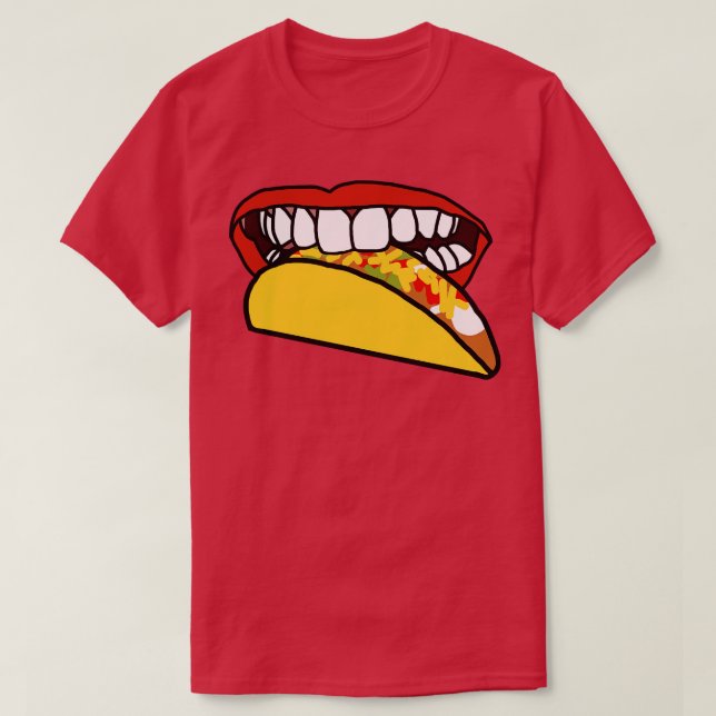 T-shirt Nourriture pour bouche avec lèvres rouges et dents (Design devant)