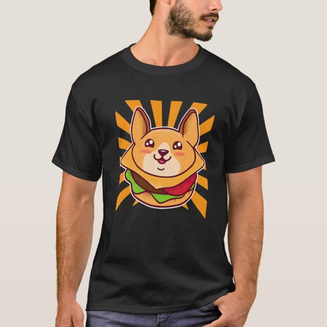 T-shirt Nourriture pour chien Hamburger Corgi   (Devant)