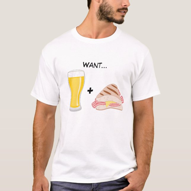 T-shirt Nourriture pour homme : sandwich Want Beer and Bac (Devant)