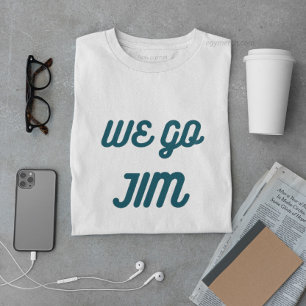 T-shirt nous allons Jim, gym drôle avec le texte bleu