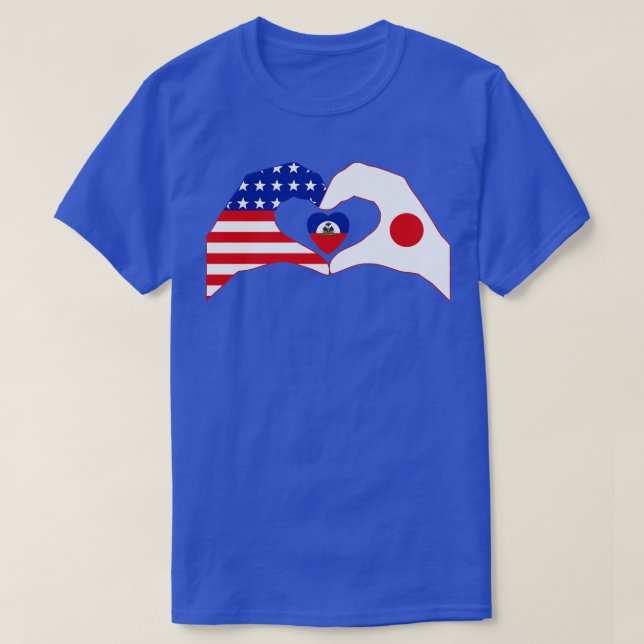 T-shirt Nous Coeurs USA Japon Haïti Patriot Multinational  (Design devant)