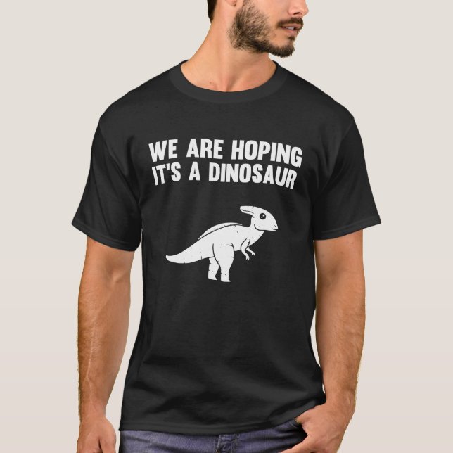 T-shirt Nous espérons une Faire-part de grossesse de Dinos (Devant)