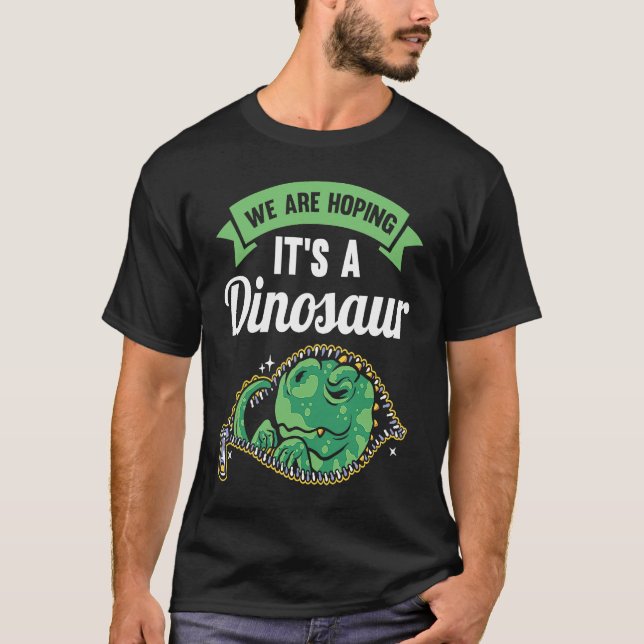 T-shirt Nous espérons une Faire-part de grossesse de Dinos (Devant)