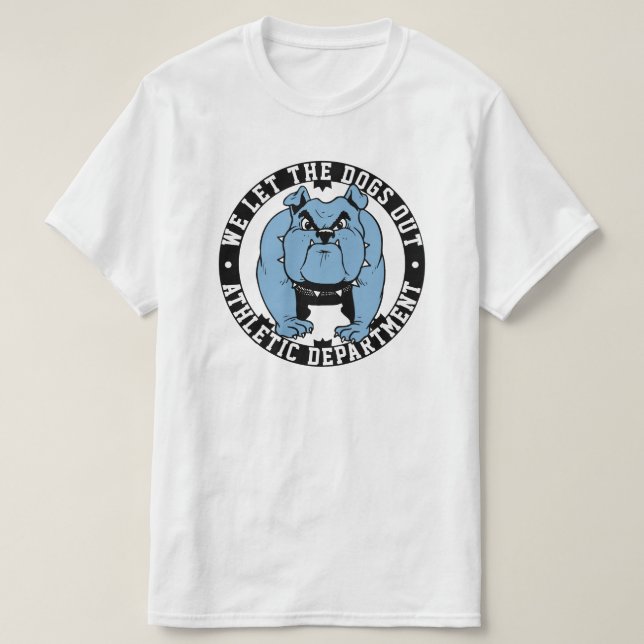 T-shirt Nous Laissons Les Chiens Sortir L'École Bulldog Ma (Design devant)