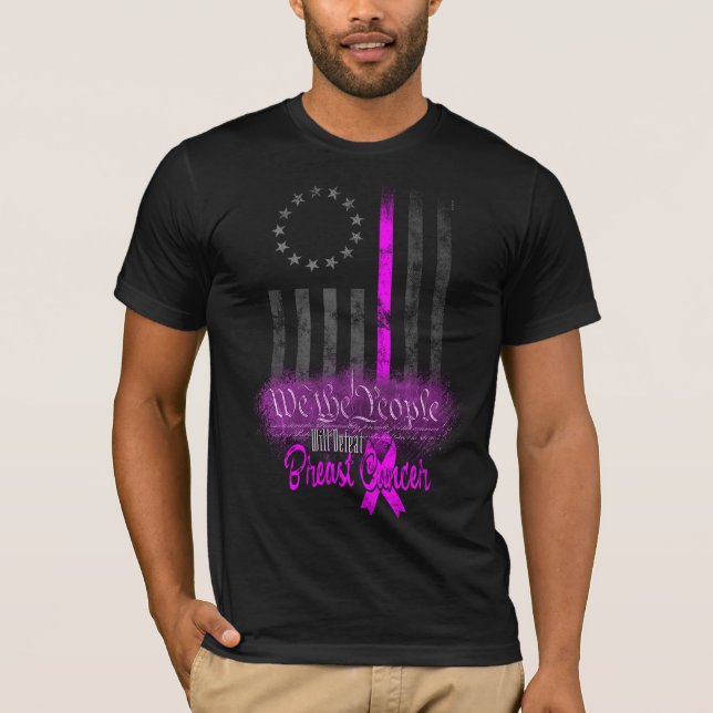 T-shirt NOUS LE PEUPLE Cancer du sein AMERICAN FLAG T-Shir (Devant)