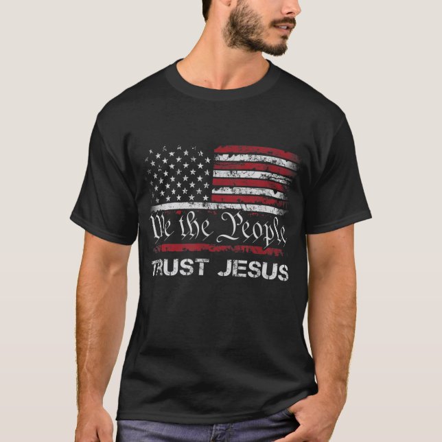 T-shirt Nous Le Peuple Confions En Jésus Patriotique Chrét (Devant)
