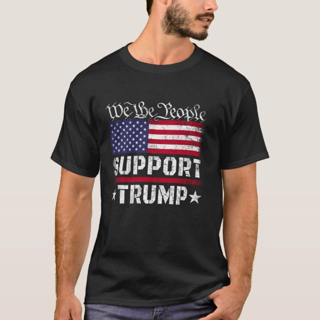 T-shirt Nous Les Gens Soutenons Trump USA Flag Pro Donald  (Devant)