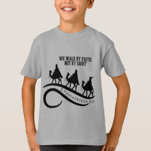 T-shirt Nous marchons par la foi pas par Noël de chrétie