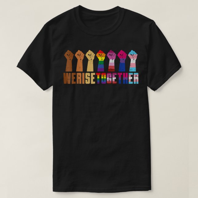 T-shirt Nous montons ensemble Black LGBT a élevé la premiè (Design devant)