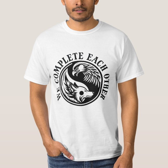 T-SHIRT NOUS NOUS COMPLÈTONS LES UNS LES AUTRES LOUP ET EA (Devant)