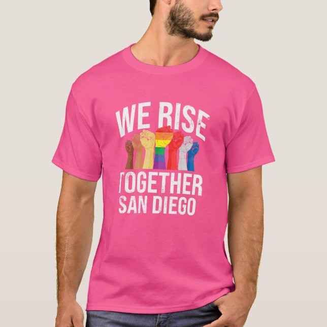 T-shirt Nous Nous Réunissons San Diego Lgbtq California Pr (Devant)