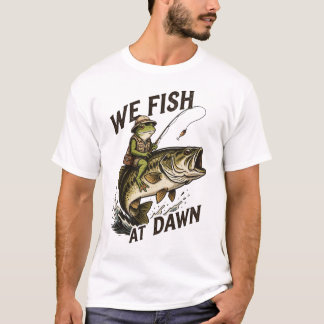 T-shirt Nous pêchons à l'aube Art de grenouille Vintage pê