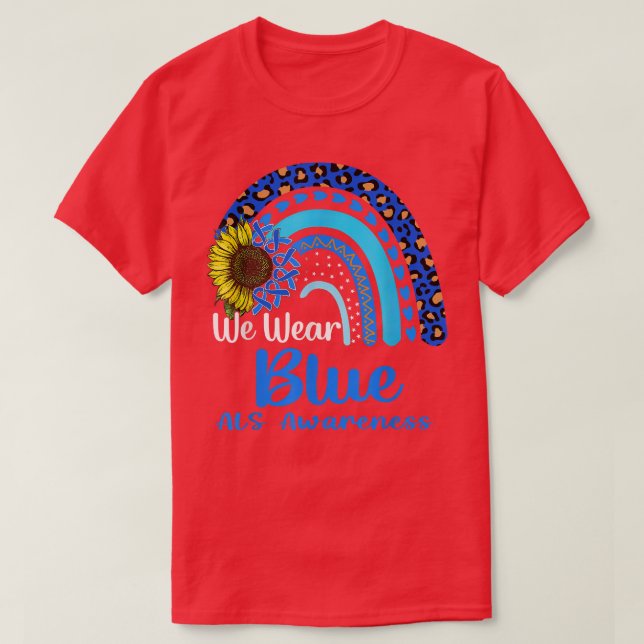 T-shirt Nous portons Blue ALS Sensibilisation Rainbow  (Design devant)