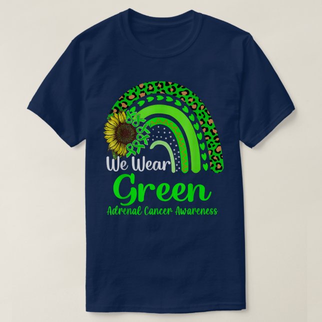T-shirt Nous Portons Green Adrenal Cancer Awareness Rainbo (Design devant)