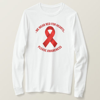 T-shirt Nous Portons le Rouge pour les Cœurs – Ruban Rouge