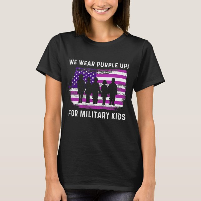 T-shirt Nous Portons Violet À L'Enfant Militaire (Devant)