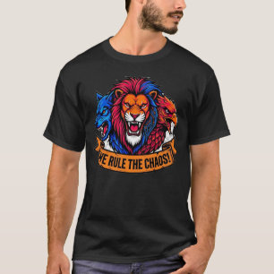 T-shirt Nous Régnons Sur Le Chaos Tri-Bête Loup Lion Aigle