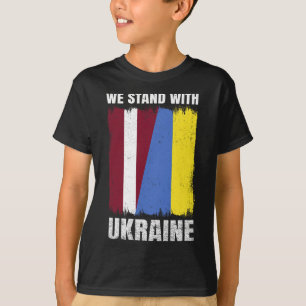 T-shirt Nous sommes avec l'Ukraine Amitié lettone ukrainie
