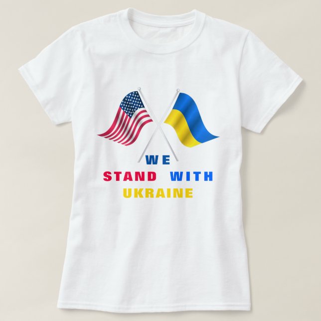 T-shirt Nous Sommes Avec L'Ukraine - Drapeau USA - Drapeau (Design devant)