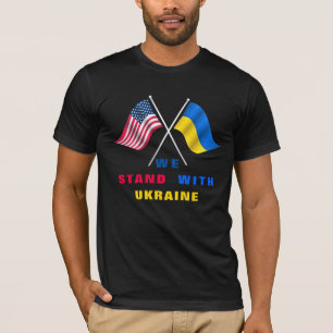 T-shirt Nous Sommes Avec L'Ukraine - Drapeau USA - Drapeau