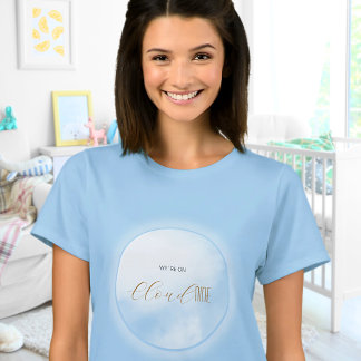 T-shirt Nous sommes sur Cloud 9 Blue Maman à Baby Shower