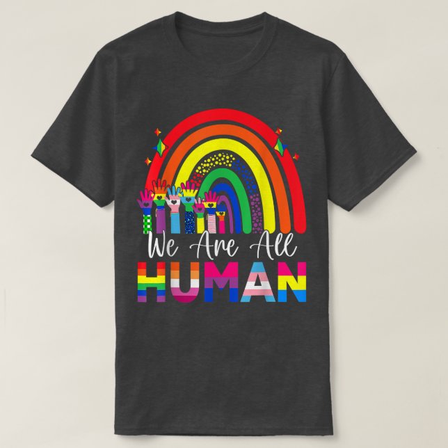 T-shirt Nous sommes tous Human Pride Ally Rainbow Ribbon L (Design devant)