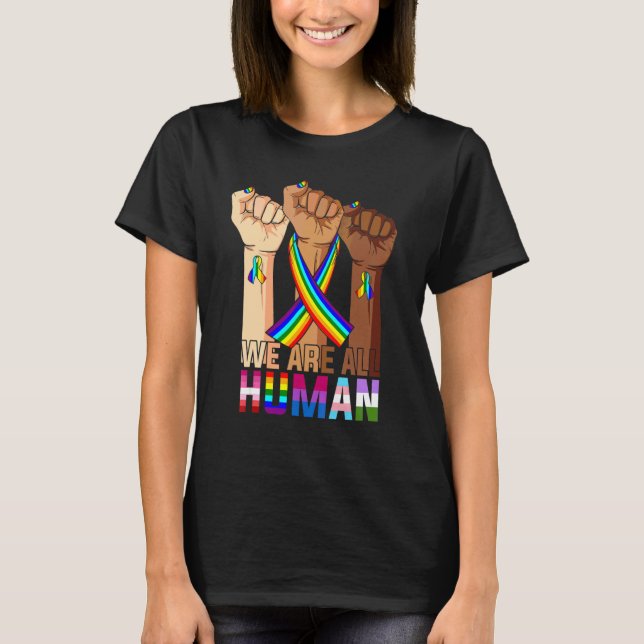 T-shirt Nous Sommes Tous La Fierté Humaine Ally Rainbow Ri (Devant)