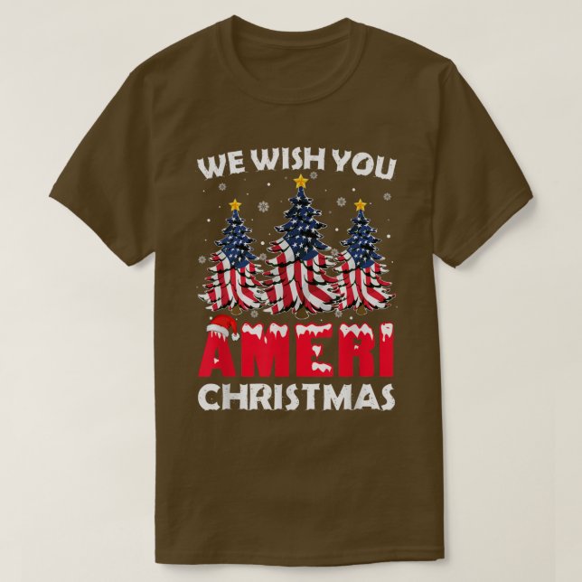T-shirt Nous Vous Souhaitons Ameri Noël Funky Joyeux Noël (Design devant)
