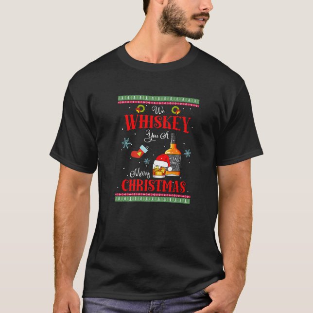 T-shirt Nous Vous Whiskey Un Joyeux Noël Boire Père Noël L (Devant)
