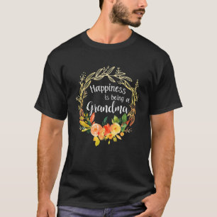 T-shirt Nouveau Grand-Mère Fleur Drôle Le Bonheur Est D'Êt