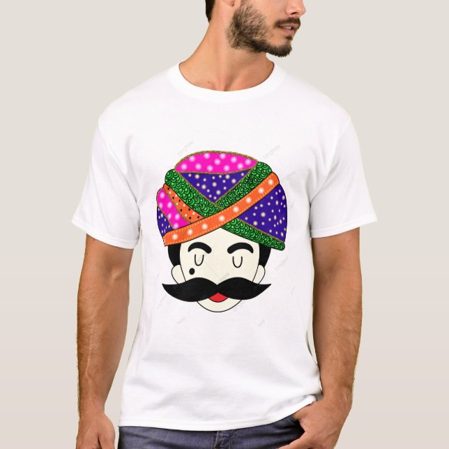 T-shirt Nouveau Gros turban de mode et mustac semblent là (Devant)